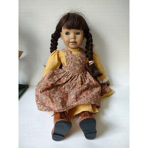 Heidi Ott doll Faithful Friends Brunette braids flower dress Hannah